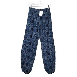 NEW Lotus and Luna Harem Pull On Pants Size M Blue Hippie Bohemian Festival